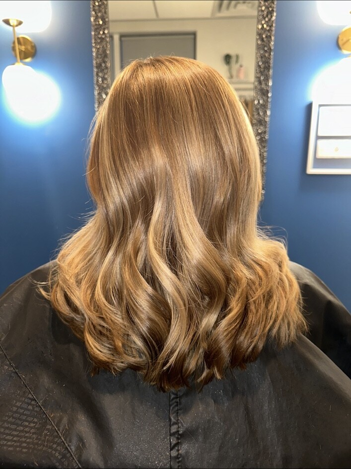 Glossy dimensional brunette hair